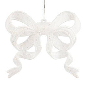 Ялинкова іграшка "Блискучий бантик", біла, 12 см ELISEY