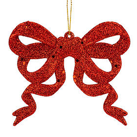 Ялинкова іграшка "Блискучий бантик", червона, 12 см ELISEY