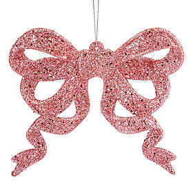 Ялинкова іграшка "Блискучий бантик", рожева, 12 см ELISEY