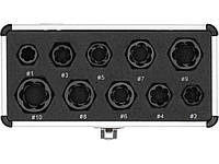 Торцеві головки до пошкоджених болтів і гайок YATO з квадратним приводом, М 9-19мм, компл. 10ел [50]