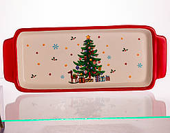 Прямокутне порцелянове блюдо «Різдвяна сервіровка» 39×15×2 см