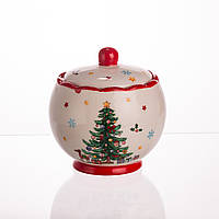 Порцелянова цукорниця «Новий Рік» 500 мл з кришкою для цукру та дрібних солодощів