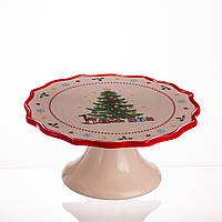 Порцелянова тортівниця «Новий Рік» на ніжці Ø21 см для подачі тортів та десертів