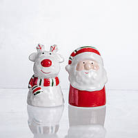 Новорічний порцеляновий набір для спецій New Year – 2 фігурні баночки по 100 мл