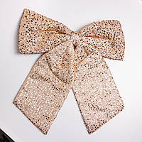 Бант новогодний для декора с пайетками на елку 55×70 (см) Золотистий CR-2-21