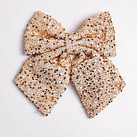 Бант новорічний для декору з паєтками на ялинку 25×35 (см) Золотистий CR-2-24