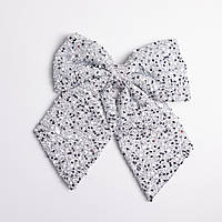 Бант новорічний для декору з паєтками на ялинку 35×45 (см) Сріблястий CR-2-27