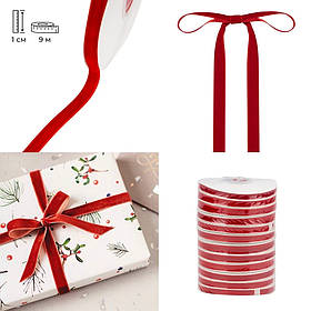 Стрічка оксамитова, червона, 1 см ELISEY