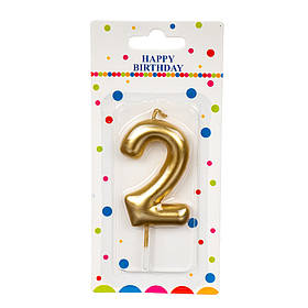 Свічка для торта, золото "2" ELISEY