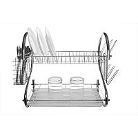 Сушарка для посуду UNIQUE настільна з нержавіючої сталі з підносом для стоку води та відділеннями для столових приборів