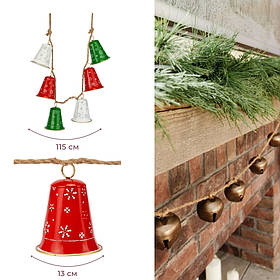 Гірлянда з 6 дзвіночками, різнокольорова, 115 см ELISEY