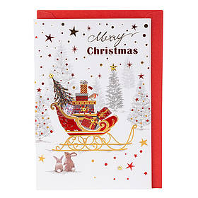 Вітальна листівка з конвертом до Нового Року "Сани" YOO-HOO!