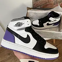 Air Jordan Retro1 Black Violet White  Leather 36