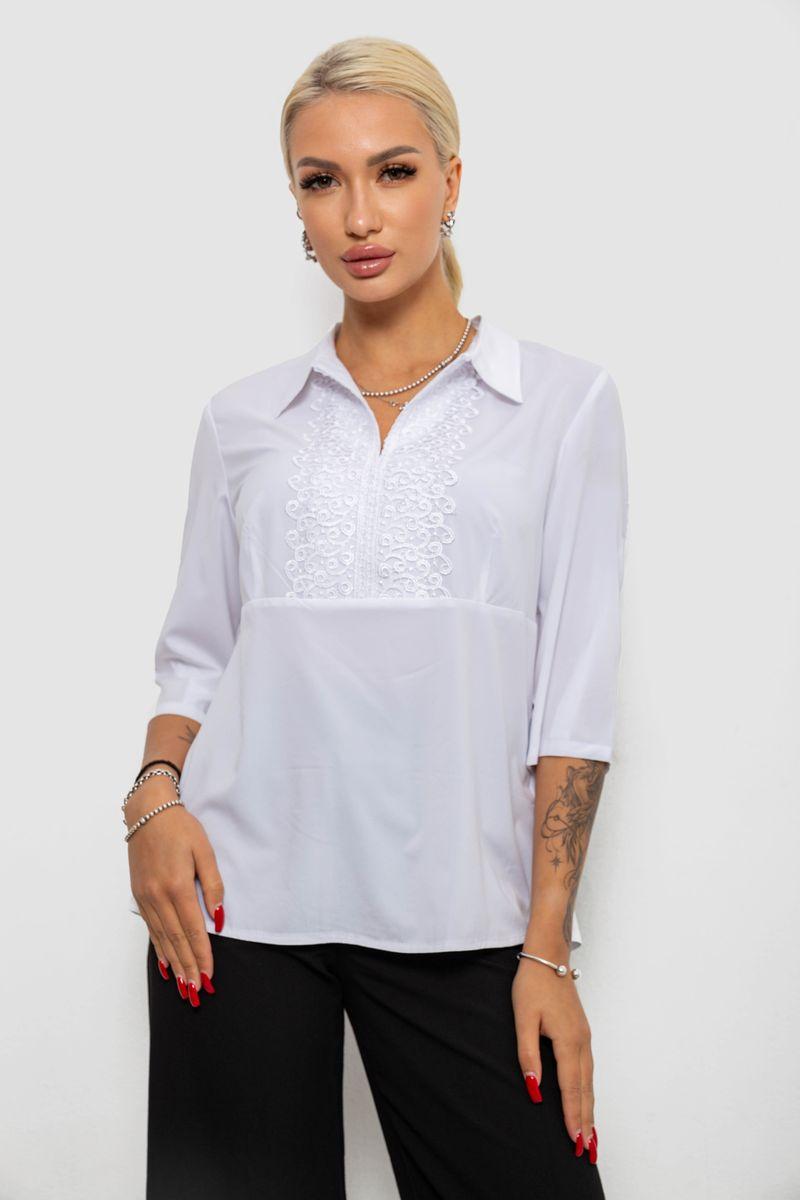 Блуза однотонна, колір білий, 230R70-1, фото 1