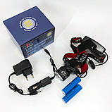 Налобний ліхтар для монтажних робіт, Головний ліхтар акумуляторний світлодіодний потужний TD-43, фото 7