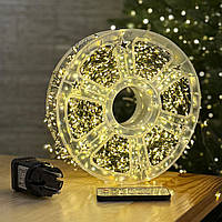 Гірлянда світлодіодна мішура Роса 75 м з пультом 2000 LED від мережі 220V 8 режимів Теплий білий PR1