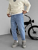 Джинси MOM з цупкого деніму у блакитному кольорі