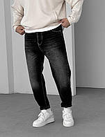 Джинси MOM з цупкого деніму у темно-сірому кольорі