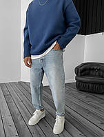 Джинси MOM з цупкого деніму у блакитному кольорі