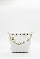 Chanel Chain Bucket Bag White with Gold 27x33x8