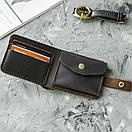 Шкіряний гаманець (портмоне) Comfort Brown з монетницею на кнопці темно-коричневий Crazy Horse, фото 3