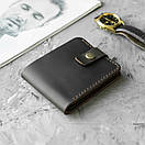 Шкіряний гаманець (портмоне) Comfort Brown з монетницею на кнопці темно-коричневий Crazy Horse, фото 6