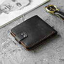 Шкіряний гаманець (портмоне) Comfort Brown з монетницею на кнопці темно-коричневий Crazy Horse, фото 8