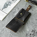 Шкіряний гаманець (портмоне) Comfort Brown з монетницею на кнопці темно-коричневий Crazy Horse, фото 7