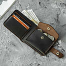 Шкіряний гаманець (портмоне) Comfort Brown з монетницею на кнопці темно-коричневий Crazy Horse, фото 10