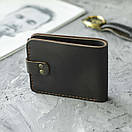 Шкіряний гаманець (портмоне) Comfort Brown з монетницею на кнопці темно-коричневий Crazy Horse, фото 5