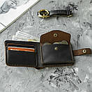 Шкіряний гаманець (портмоне) Comfort Brown з монетницею на кнопці темно-коричневий Crazy Horse, фото 9