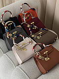 Сумка жіноча Hermes Kelly Kelly з хустинкою чорний 25*20см, фото 7