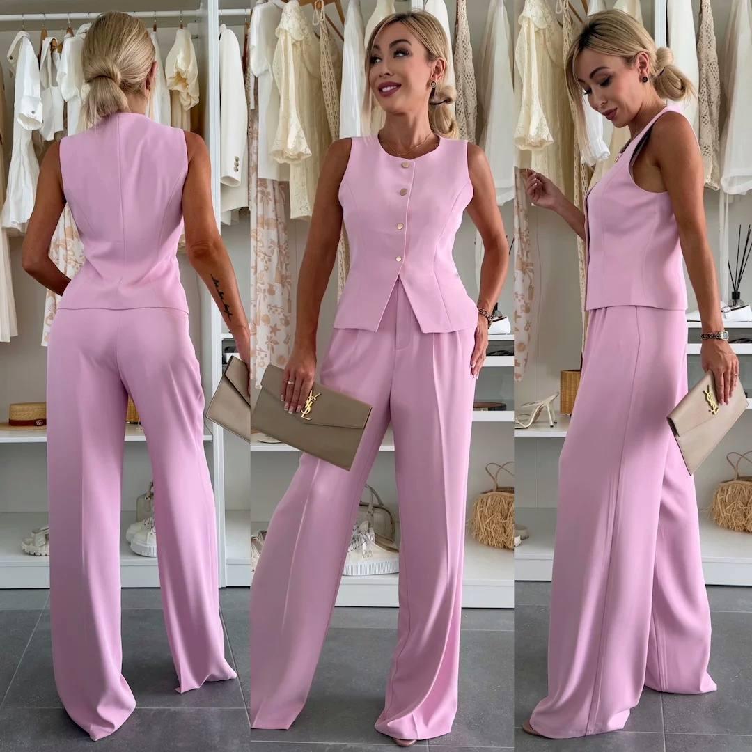 Костюм костюмка Туреччина (жилет + брюки) Модель: 773-009 Колір: молоко, блакитний, рожевий, чорний, лимон, фото 1