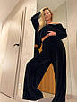 Костюм велюр Туреччина (палацо + кофта на застібці) Модель: 773-013 Колір: чорний, шоколад, фото 3