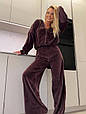 Костюм велюр Туреччина (палацо + кофта на застібці) Модель: 773-013 Колір: чорний, шоколад, фото 7