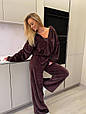 Костюм велюр Туреччина (палацо + кофта на застібці) Модель: 773-013 Колір: чорний, шоколад, фото 9
