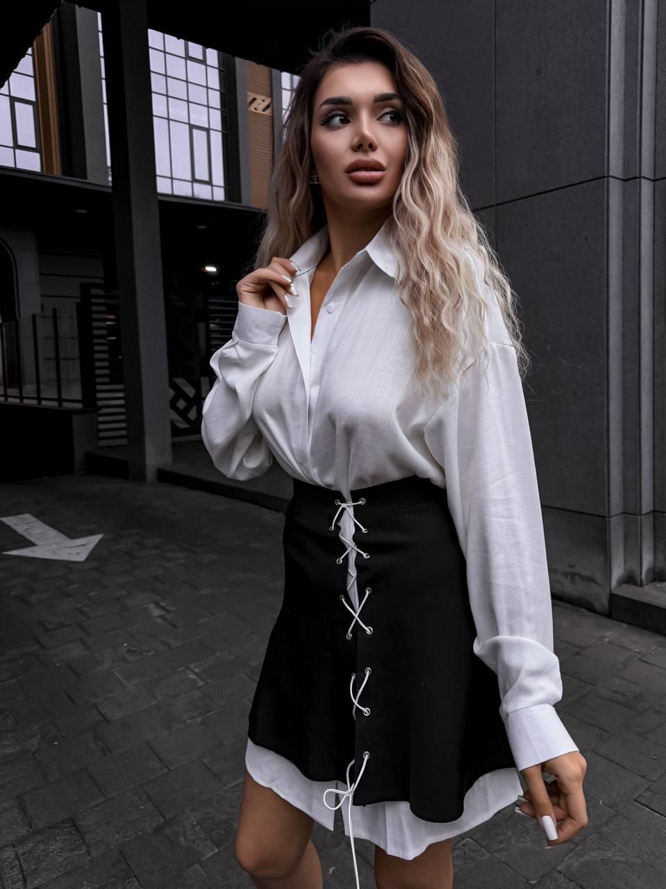 Двійка сорочка + баска Модель: 801-268 Колір: білий, чорний, фото 1