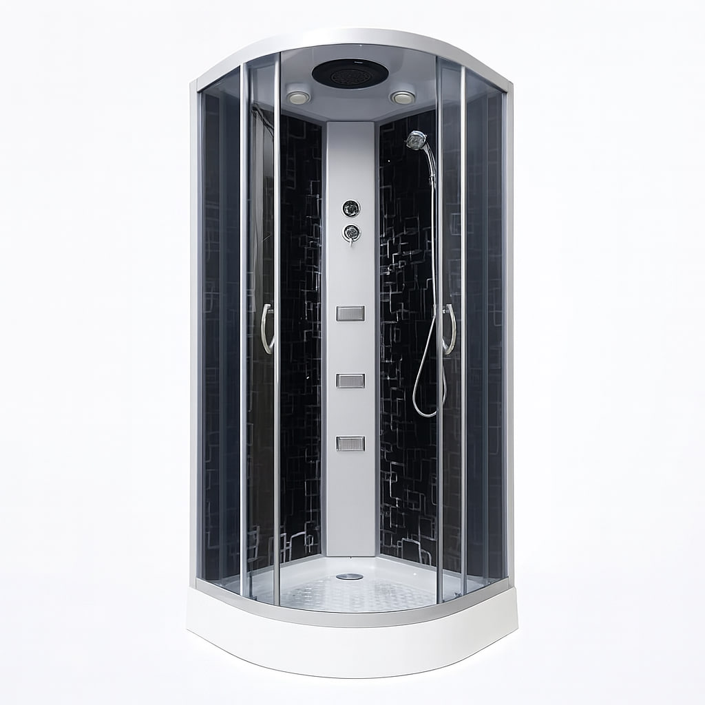 Душовий бокс Vivia 61 RC Print 90х90х210см на низькому піддоні з гідромасажем сатин тоноване скло