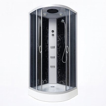 Душовий бокс Vivia 61 RC Print 90х90х210см на низькому піддоні з гідромасажем сатин тоноване скло, фото 1