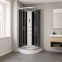 Душовий бокс Vivia 9924 CH 90х90х200 см на низькому піддоні з гідромасажем напівпрозоре скло, фото 2