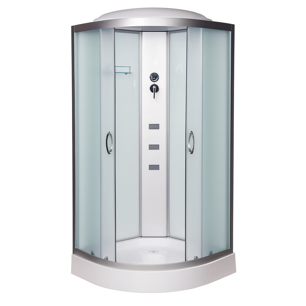 Душовий бокс Vivia Glory 62 W 100х100х215 см на низькому піддоні з гідромасажем матове скло розсувні двері