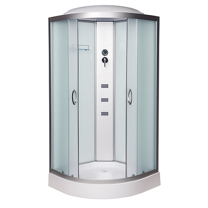 Душовий бокс Vivia Glory 62 W 100х100х215 см на низькому піддоні з гідромасажем матове скло розсувні двері, фото 1