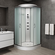 Душовий бокс Vivia Glory 62 W 100х100х215 см на низькому піддоні з гідромасажем матове скло розсувні двері, фото 2