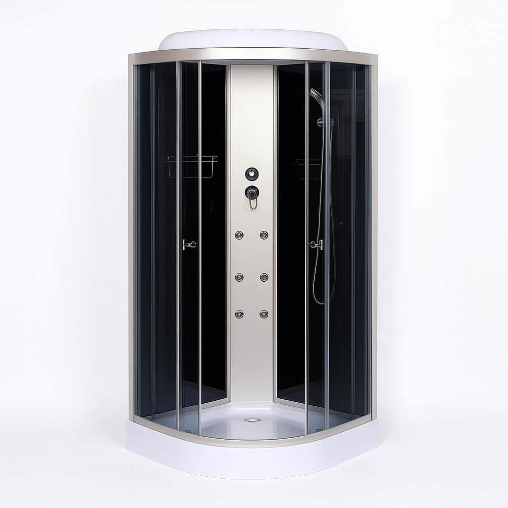 Душовий бокс Eco 61 CH 90x90х215 см на низькому піддоні з гідромасажем сатин тоноване скло