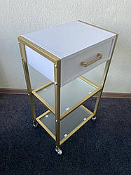 Візок косметологічний етажерка з ящиком для салону краси LV-S4-gold/t