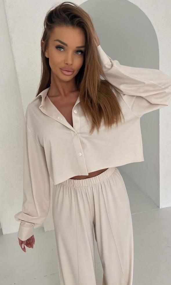 Костюм дабл Армані сорочка + штани Модель: 801-252 Колір: чорний, шоколад, шампань, фото 1