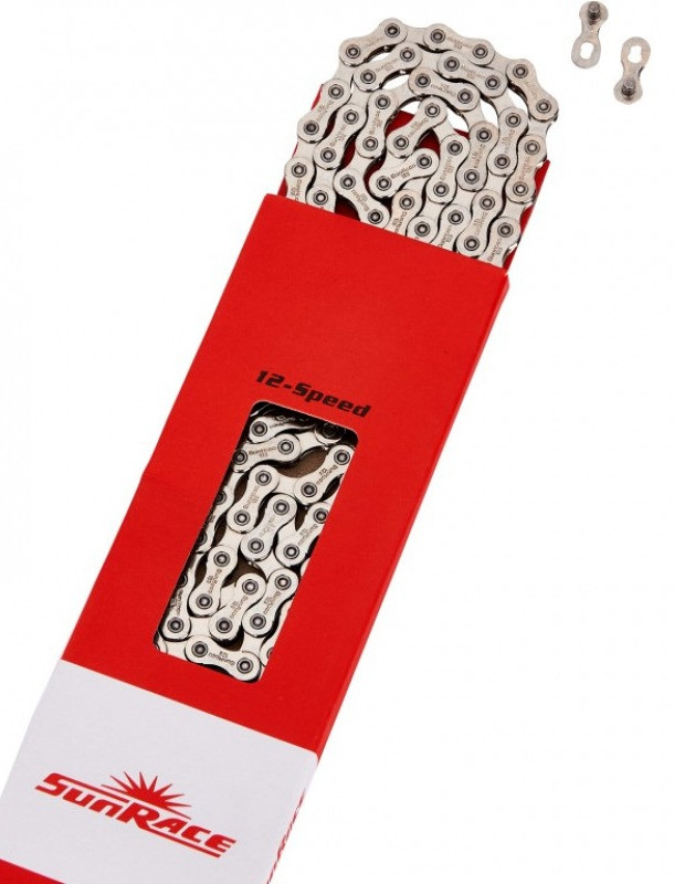 Ланцюг велосипедний Sun Race M12А на 12 швидкостей, 126 ланок, із замком, Silver, фото 1