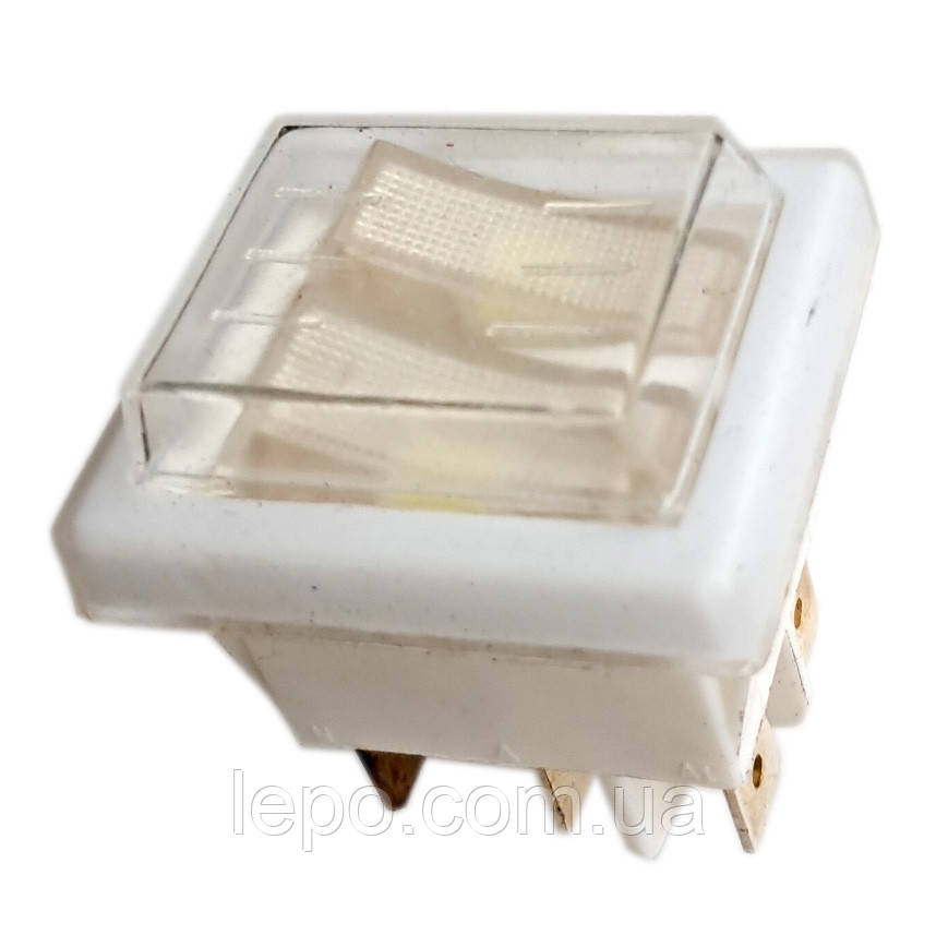 Вимикач (кнопка) водонагрівача 2х клавішний білий, фото 1