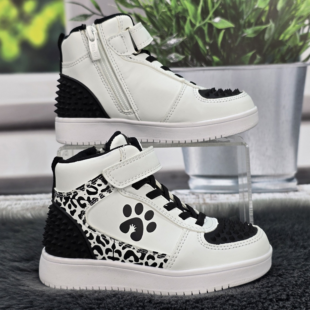 Черевики дитячі для дівчинки Bi&Ki білі з чорним демісезонні 7030