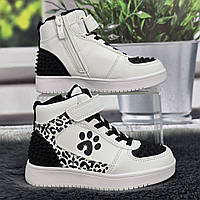 Черевики дитячі для дівчинки Bi&Ki білі з чорним демісезонні 7030